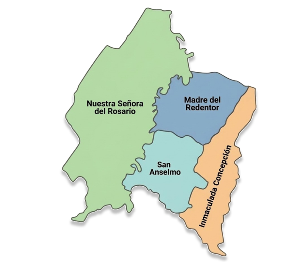Mapa del territorio de la Vicaría Episcopal Nuestra Señora del Rosario en Engativá, Bogotá