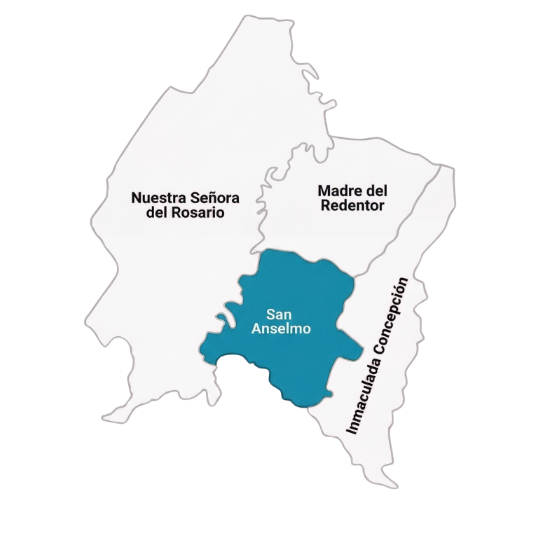 Mapa Arciprestazgo San Anselmo — Vicaría Nuestra Señora del Rosario, Engativá, Bogotá